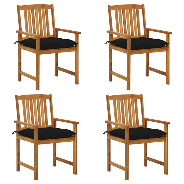 vidaXL Chaises de jardin avec coussins lot de 4 Bois d'acacia massif