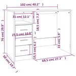 Bureau table poste de travail meuble d'ordinateur informatique étude avec tiroirs 102 x 50 x 76 cm bois d'ingénierie blanc 02_0023465
