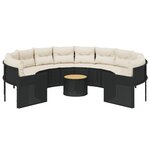 vidaXL Canapé de jardin avec table coussins rond noir résine tressée