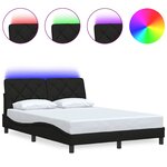 vidaXL Cadre de lit avec LED sans matelas noir 120x200 cm tissu