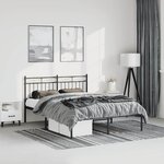 vidaXL Cadre de lit métal sans matelas avec tête de lit noir 150x200cm