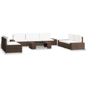 vidaXL Salon de jardin 8 Pièces Résine tressée Marron