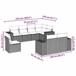 vidaXL Salon de jardin 8 Pièces avec coussins gris clair résine tressée