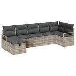 vidaXL Ensemble de Canapés avec coussin 7 Pièces Gris clair polyrotin