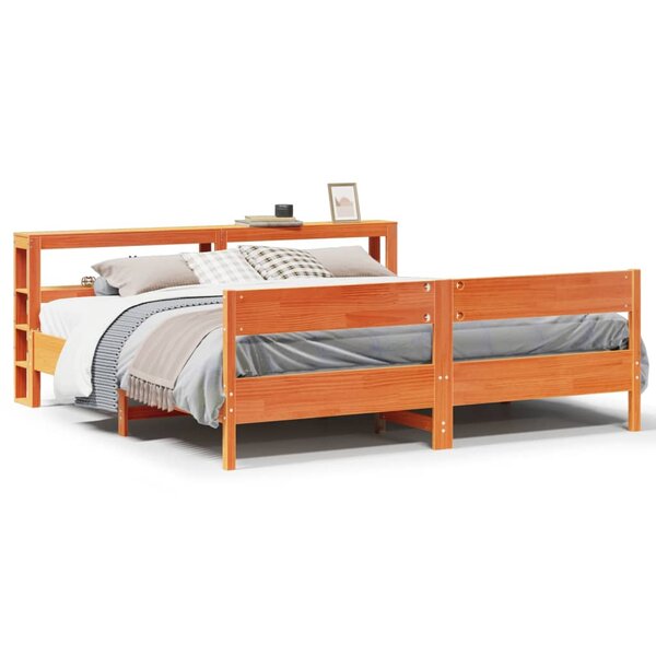 vidaXL Cadre de lit sans matelas cire marron 200x200cm bois pin massif
