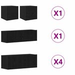 vidaXL Ensemble de meuble TV de 7 pièces - À fixer au mur  Chêne noir  Bois agencé
