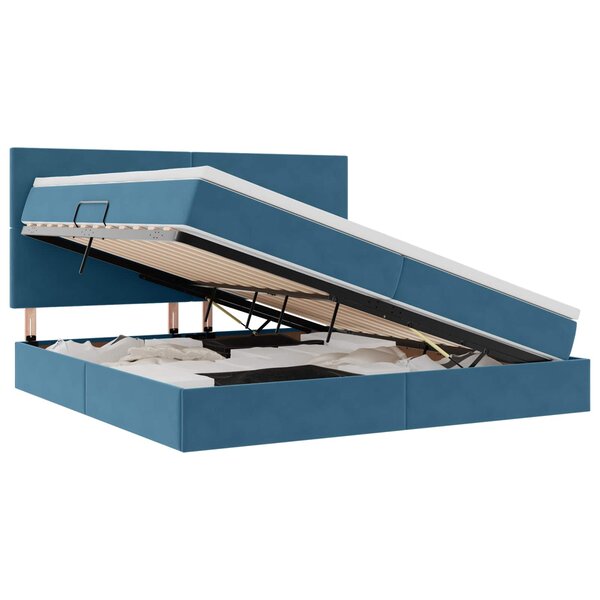 vidaXL Lit avec rangement et matelas Bleu foncé 200 x 200 cm Velours