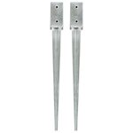 vidaXL Piquets au sol 2 Pièces Argenté 7x7x75 cm Acier galvanisé