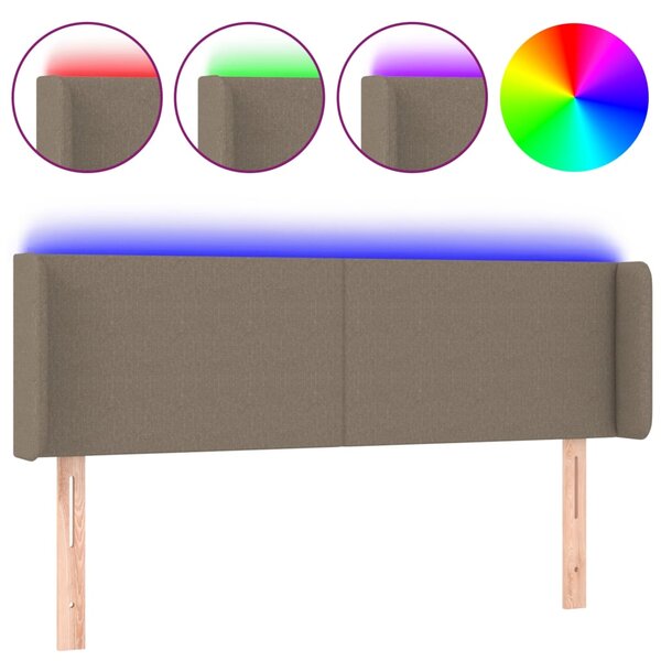 vidaXL Tête de lit à LED Taupe 147x16x78/88 cm Tissu