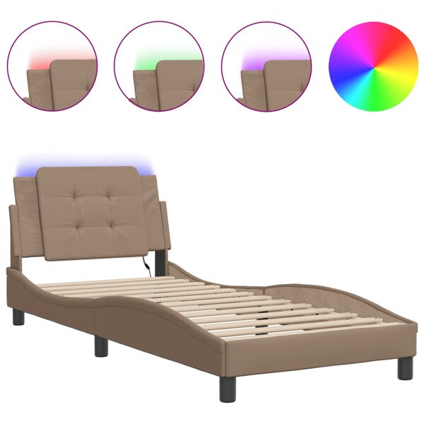 vidaXL Cadre de lit avec LED sans matelas Zadar cappuccino 100x200 cm