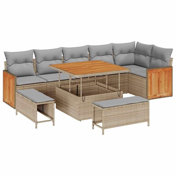 vidaXL Ensemble de canapé de jardin 11 Pièces Beige et Gris clair