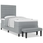 vidaXL Lit Box Spring avec Matelas & Banc Gris Clair 100x200 cm Tissu