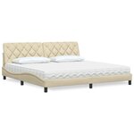vidaXL Lit avec matelas crème 200x200 cm tissu