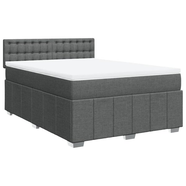 vidaXL Sommier à lattes de lit avec matelas Gris foncé 160x200cm Tissu