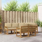 vidaXL Ensemble de canapés d'extérieur 7 Pièces Naturel et Beige