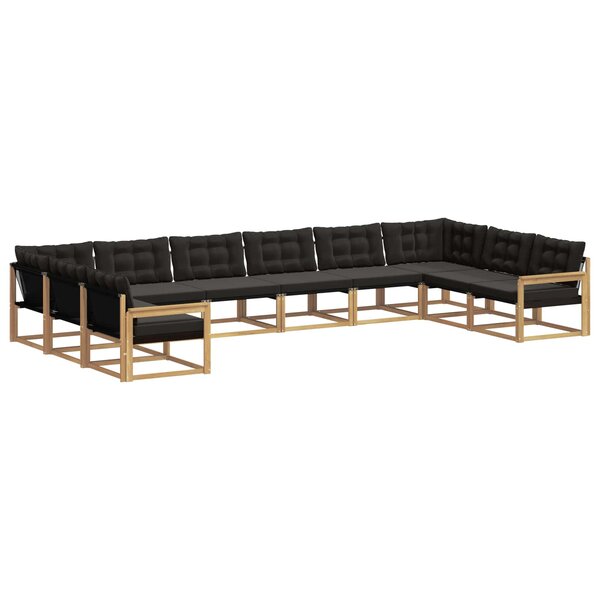 vidaXL Ensemble de canapés d'extérieur 10 pc Blanc et noir