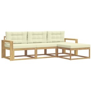 vidaXL Ensemble de canapés d'extérieur 4 pc Blanc et crème Polyester