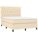 vidaXL Sommier à lattes de lit et matelas et LED Crème 140x200cm Tissu