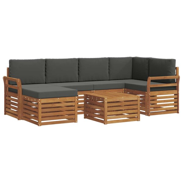 vidaXL Ensemble de canapés d'extérieur 7 pc Naturel et Anthracite