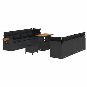 vidaXL Ensemble de canapé de jardin 11 Pièces Noir 90 x 55 x 71 cm