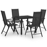 vidaXL Ensemble à manger de jardin 5 Pièces aluminium noir