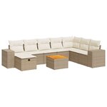 vidaXL Salon de jardin avec coussins 9 Pièces beige résine tressée