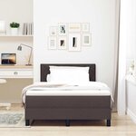 vidaXL Lit à ressorts avec coussin Marron foncé 120 x 200 cm tissu