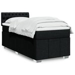 vidaXL Sommier à lattes de lit avec matelas Noir 90x200 cm Tissu