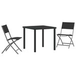 vidaXL Ensemble de salle à manger pour jardin Pliant 3 Pièces Noir