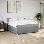vidaXL Sommier à lattes de lit avec matelas Gris clair 200x200cm Tissu