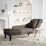 vidaXL Fauteuil long et coussin/accoudoir droit gris foncé similicuir