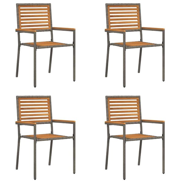 vidaXL Chaises empilables de jardin 4 Pièces Brun  Gris