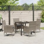 Ensemble de Salle à Manger de Jardin 5 Pièces avec Coussins Rattan Poly Gris vidaXL