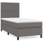 vidaXL Sommier à lattes de lit avec matelas Gris 90x190 cm Similicuir