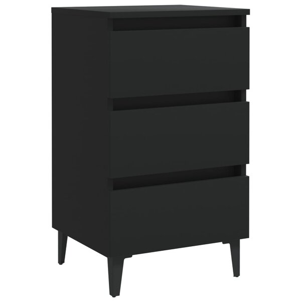 vidaXL Table de chevet avec pieds en métal noir 40x35x69 cm