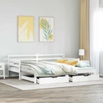 vidaXL Lit de jour avec gigogne et tiroirs sans matelas blanc 90x190cm