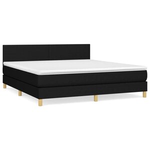 vidaXL Sommier à lattes de lit avec matelas Noir 180x200 cm Tissu