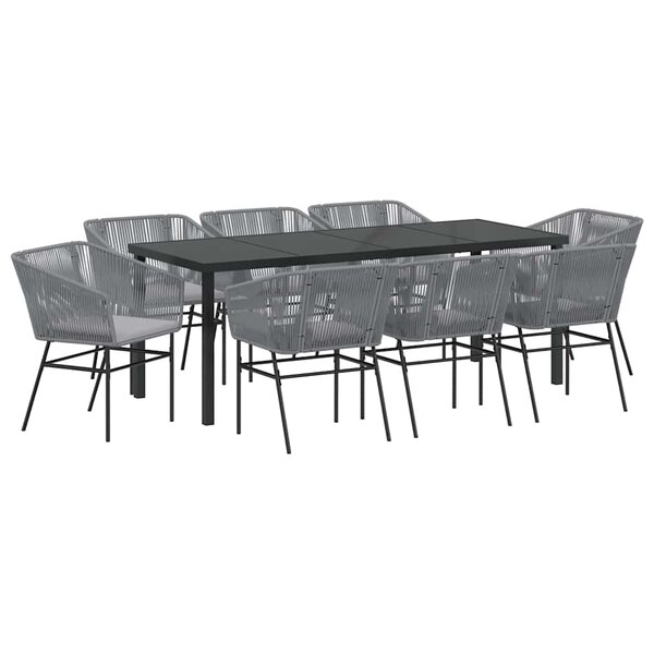 vidaXL Ensemble de salle à manger pour jardin 9 pc Gris