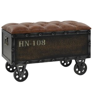 Banc banquette de rangement 80 5 x 41 x 50 cm bois massif et similicuir marron 02_0021245