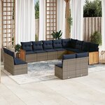 vidaXL Salon de jardin avec coussins 12 Pièces gris résine tressée