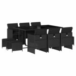 vidaXL Ensemble à manger de jardin 11 Pièces coussins noir résine tressée
