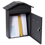 Boîte aux Lettres en Acier  Villa E5004  Anti-pluie  Facile à Installer  Noir