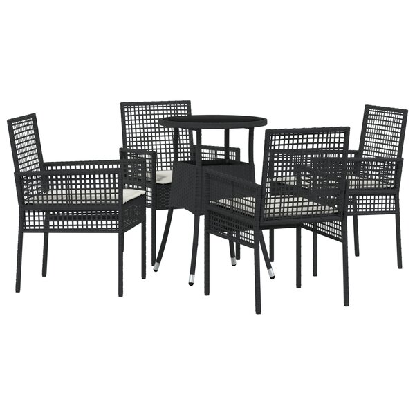 vidaXL Ensemble de Salle à Manger de Jardin 5 Pièces Noir en Poly Rattan