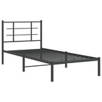 vidaXL Cadre de lit métal avec tête de lit noir 90x200 cm