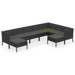 Salon de jardin meuble d'extérieur ensemble de mobilier 9 pièces avec coussins résine tressée noir 02_0018162