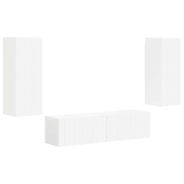 vidaXL Ensemble meuble TV Montage mural 2 Pièces Blanc Bois d'ingénierie