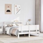 vidaXL Cadre de lit et tête de lit sans matelas blanc 135x190 cm