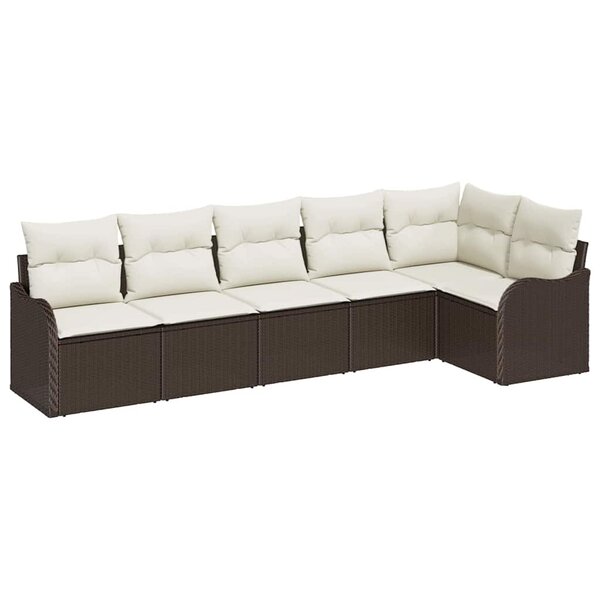 vidaXL Ensemble de canapé de jardin 6 Pièces Marron polyrotin