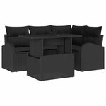 vidaXL Ensemble de canapé de jardin avec coussin 5 Pièces Noir Poly rotin