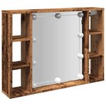 vidaXL Armoire à miroir et LED vieux bois 76x15x55cm bois d'ingénierie